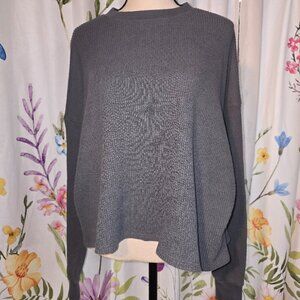 Abercrombie & Fitch Women's Cropped Grey Waffle Sweatshirt Size XXS